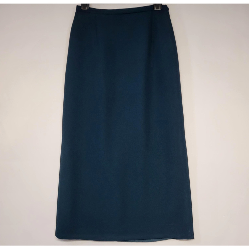 Karen Scott‎ Petites Skirt Womens 8P Teal Long Midi Lined Straight Career Work